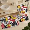 ZGDPBYF Spotted Leopard Monstera Leaf Print 3 Piece Bath Mats Black White Red Yellow Geometric Striped Waterproof Non Slip Bath Mat Set, Washable Rug for Bathroom,-3-Piece Set view 1
