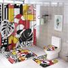 ZGDPBYF Spotted Leopard Monstera Leaf Print 3 Piece Bath Mats Black White Red Yellow Geometric Striped Waterproof Non Slip Bath Mat Set, Washable Rug for Bathroom,-3-Piece Set view 3