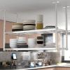 Hanging Shelves Wall Floating Kitchen Bar Shelves Organizer Displays Storage Rack, Floating Decorative Displat Storage Shelves with Ceiling Metal Dishes Stand, Wine Glass Rack ( Size : 60x35x80cm ) view 1