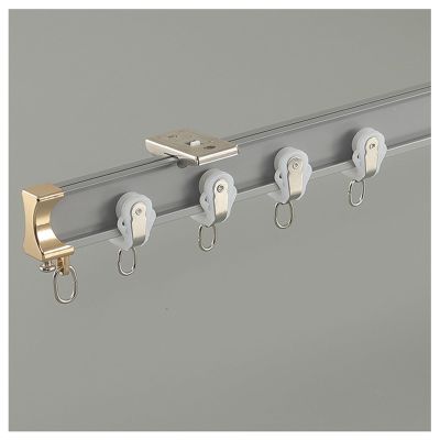 LTSRLL Flexible Ceiling Curtain Track 100cm to 500cm Aluminum Room Divider Bay Window Curtains Rails(Color:Gray,Size:1.5m/4.9ft)