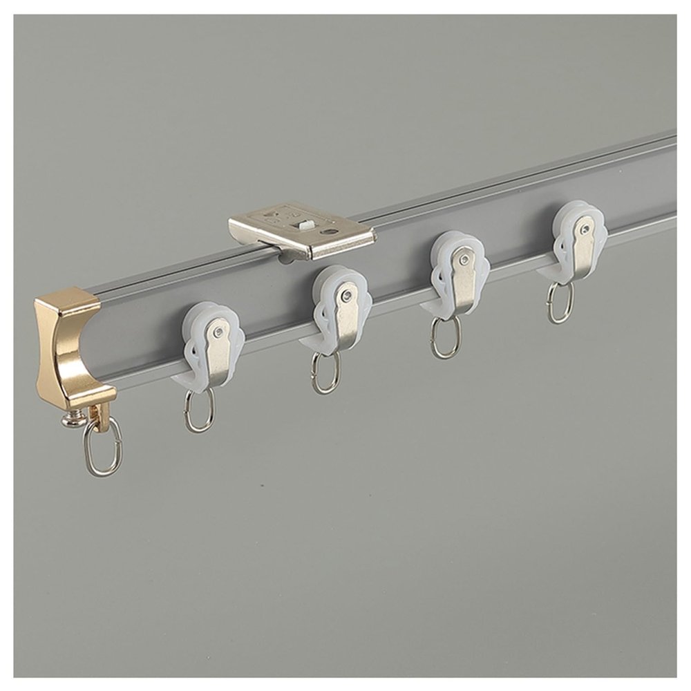 LTSRLL Flexible Ceiling Curtain Track 100cm to 500cm Aluminum Room Divider Bay Window Curtains Rails(Color:Gray,Size:1.5m/4.9ft)