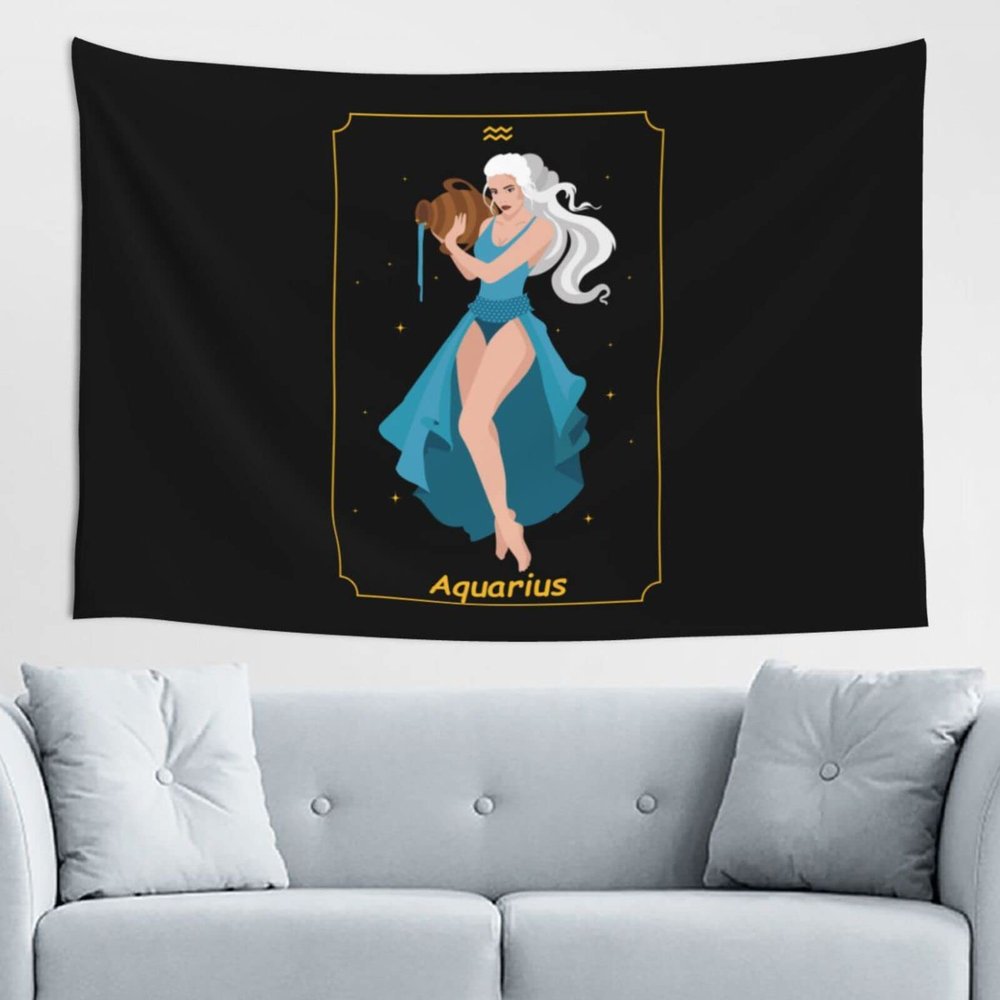 LIFANGMI Beautiful Aquarius Sign Tapestry Wall Hanging 60x40 Inch Bedroom Living Room Dormitory Home Decoration Wall Tapestry