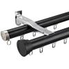 LTSRLL Curtain Track Double Curtain Rod System Metal Curtain Rails Wall Mounted Room Divider for Bathroom/Living Room(Color:Black,Size:Double-1.6m(0.8m*2)) view 1