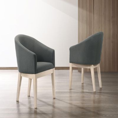 Bishilin Gray Chairs for Living Room, Fabric Accent Chair Two-Toned Barrel Tub Shape 21.00" L x 23.00" W 34.00" H