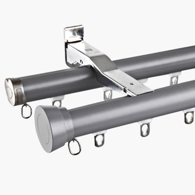 LTSRLL Curtain Track Double Curtain Rod System Metal Curtain Rails Wall Mounted Room Divider for Bathroom/Living Room(Color:Gray,Size:Double-1.3m)