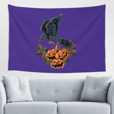 LIFANGMI Fierce Crows and Pumpkins Tapestry Wall Hanging 60x40 Inch Bedroom Living Room Dormitory Home Decoration Wall Tapestry
