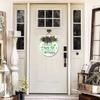 Sokomurg St Patrick's Day Wreath Sign for Front Door Shamrock Welcome Hanging Wall Sign Irish Kisses Shamrock Wishes Sign Rustic Irish Wooden Porch Decor Party Supplies Home Decorations 12inch view 2