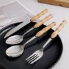 Bamboo Silverware Set for 16, 64 Piece 18/8 Stainless Steel Tableware in Ergonomic Design Size and Weight Food Grade Stainless Steel Including Steak Knife Fork and Spoon for Home Kitchen Christmas view 2
