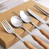 Bamboo Silverware Set for 16, 64 Piece 18/8 Stainless Steel Tableware in Ergonomic Design Size and Weight Food Grade Stainless Steel Including Steak Knife Fork and Spoon for Home Kitchen Christmas view 3
