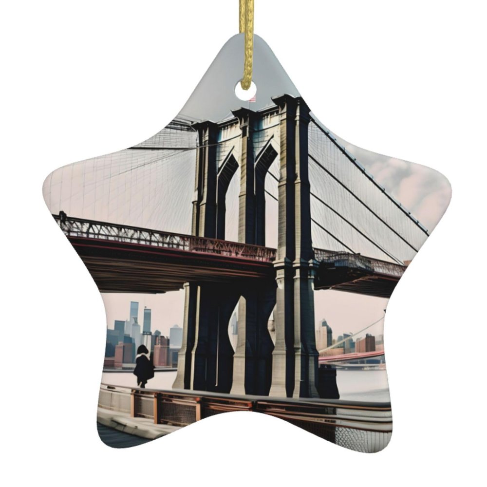 Artisan Made, Ceramic Christmas Ornaments - Unique Design and Elegant Styling for Festive Joy, Holiday Charm Brooklyn Bridge s