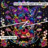 Xiaoput Blacklight Skull Tapestry, UV Reactive Mushroom Butterfly, Aesthetic Moth Moon Flowers, Hippie Skeleton Wall Hanging for Bedroom, Living Room, Home, Dorm 80x60IN view 4