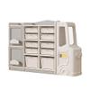 EastVita Kids Toys Storage Organizer with 10 Bins 2 Cabinets 3 Shelves Multipurpose Toys Books Storage Cabinet for Boys Girls Grey view 1