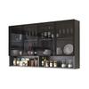 LAKIQ Wall Mounted Storage Cabinet with Glass Doors Wooden Display Stand Storage Cabinet for Kitchen Dining Room Bathroom Office(Brown Glass,47.2" L x 12" W x 31.5" H) view 4