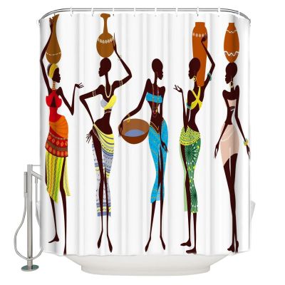 Zhadongli Art African Female Skirt Fashion Shower Curtain Bathroom Waterproof Fabric Toilet Simple Style Decor Shower Curtains 240x175cm(94x69in)