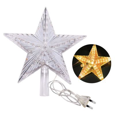 HATLEUES Christmas Star Tree Topper with LED Light - IP65 Waterproof Glowing 3D Star Holiday Ornament - Yellow