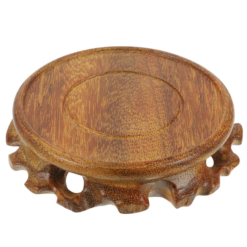 ABOOFAN Oriental Furniture Wooden Display Stand Base Lotus Pedestal Vase Base Table Lamp Teapot Base Black Catalpa Furniture Stable Home Decoration 10cm
