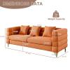 2 Pieces Cloud Sofa Set, Teddy Boucl 3 Seater Couch Sets, Upholstered Tufted Modern Sofa with Gold Legs & Pillows, Comfy Deep Seat Sherpa Couch for Living Room, Bedroom, Office, Apartment(Orange) view 2