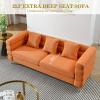 2 Pieces Cloud Sofa Set, Teddy Boucl 3 Seater Couch Sets, Upholstered Tufted Modern Sofa with Gold Legs & Pillows, Comfy Deep Seat Sherpa Couch for Living Room, Bedroom, Office, Apartment(Orange) view 3