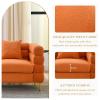 2 Pieces Cloud Sofa Set, Teddy Boucl 3 Seater Couch Sets, Upholstered Tufted Modern Sofa with Gold Legs & Pillows, Comfy Deep Seat Sherpa Couch for Living Room, Bedroom, Office, Apartment(Orange) view 4