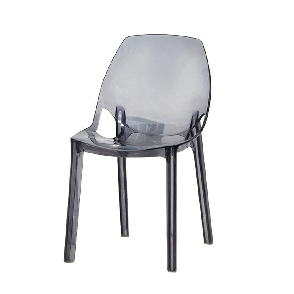 Modern Acrylic Stacking Armless Chair, Clear Dining Chairs, Modern Vanity Chair for Makeup Room, Comfortable Clear Plastic Shell Side Chairs, Ergonomic with Back Dining Chair (B)