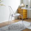 Modern Acrylic Stacking Armless Chair, Clear Dining Chairs, Modern Vanity Chair for Makeup Room, Comfortable Clear Plastic Shell Side Chairs, Ergonomic with Back Dining Chair (B) view 2