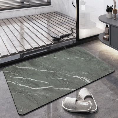 GLIWEN Bathroom Rug Mat Non Slip Quick Dry Bath Mat Washable Bathroom Floor Mats Shower Rug for Laundry Kitchen,Dark Gray Marble 1FTx38FT
