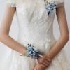 2/4/6 Pcs Dusty Blue Wrist Corsage and Boutonniere Set for Wedding, Artificial Flower Wrist Bracelets Handmade Silk Flower for Wedding Flowers Accessories Prom Suit Decorations(4Pcs Corsage Flower) view 4