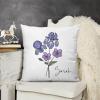 Custom Birth Flower Throw Pillow Cover with Name Soft Velvet Decorative 24"x24" Cushion Cases Personalized Birth Month Flower Gift for Her, FEB_Iris, Violet view 3