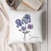 Custom Birth Flower Throw Pillow Cover with Name Soft Velvet Decorative 24"x24" Cushion Cases Personalized Birth Month Flower Gift for Her, FEB_Iris, Violet view 4