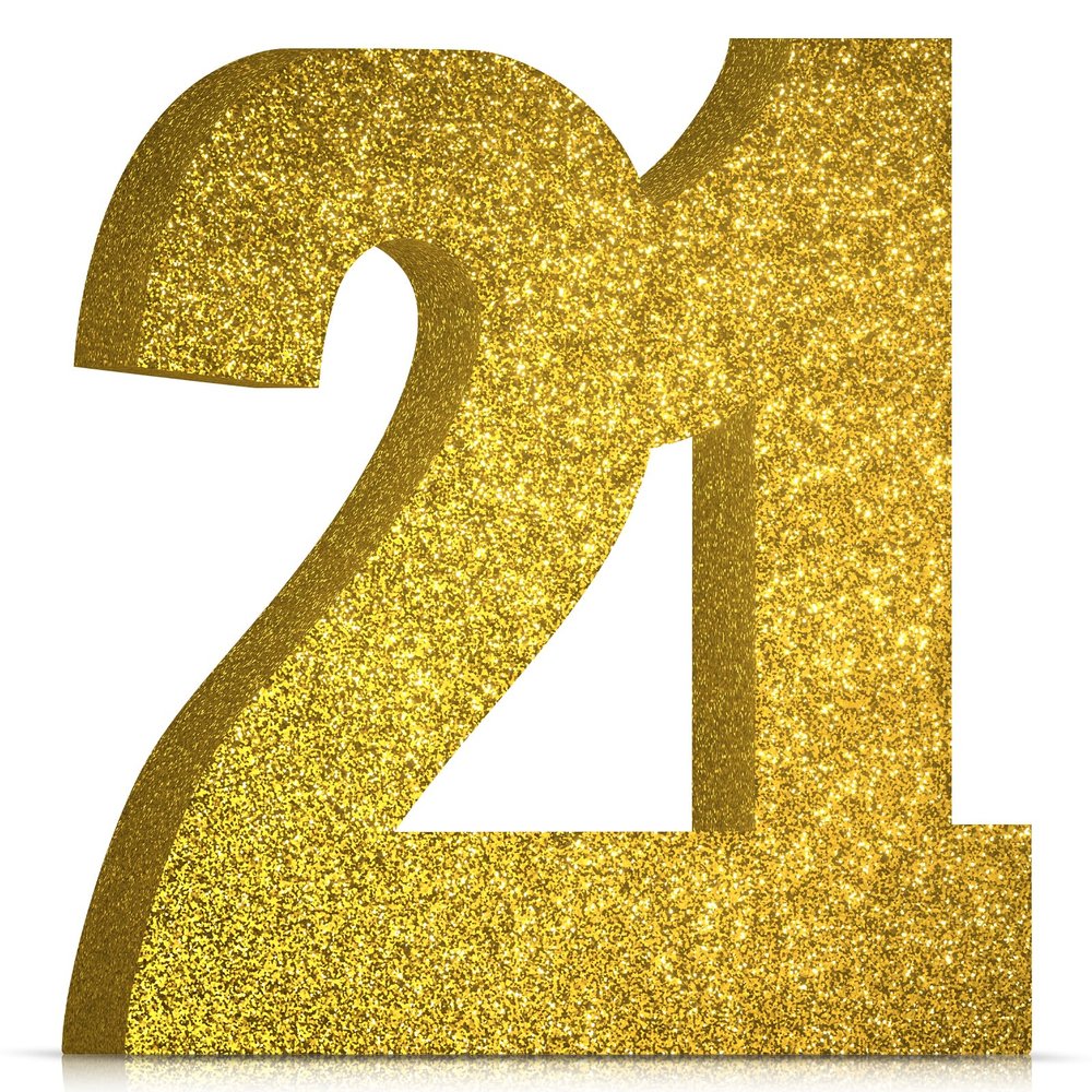21st Birthday Decorations for Men and Women,21st Anniversary Decorations,Gold Glitter 21st Birthday Party Centerpieces for Table Decorations,21 Table Topper Decor