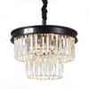 E14 American Creative Simple Light Luxury Chandelier,Living Room Dining Entrance Bedroom Children's Room Bedroom Lig,Black Industrial Style Round K9 Long Strip Crystal Chandelier-Black. 45 * 28cm ,pen view 1