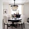E14 American Creative Simple Light Luxury Chandelier,Living Room Dining Entrance Bedroom Children's Room Bedroom Lig,Black Industrial Style Round K9 Long Strip Crystal Chandelier-Black. 45 * 28cm ,pen view 3