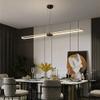 SteFik Brass Linear Pendant Light, Modern 26W LED 3 Color Mode Hanging Lamp, Metal Long Ring Suspension Lamps with Acrylic Shade Drop Lights, Minimalist Kitchen Island Chandeliers,Pendant view 2