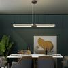 SteFik Brass Linear Pendant Light, Modern 26W LED 3 Color Mode Hanging Lamp, Metal Long Ring Suspension Lamps with Acrylic Shade Drop Lights, Minimalist Kitchen Island Chandeliers,Pendant view 3