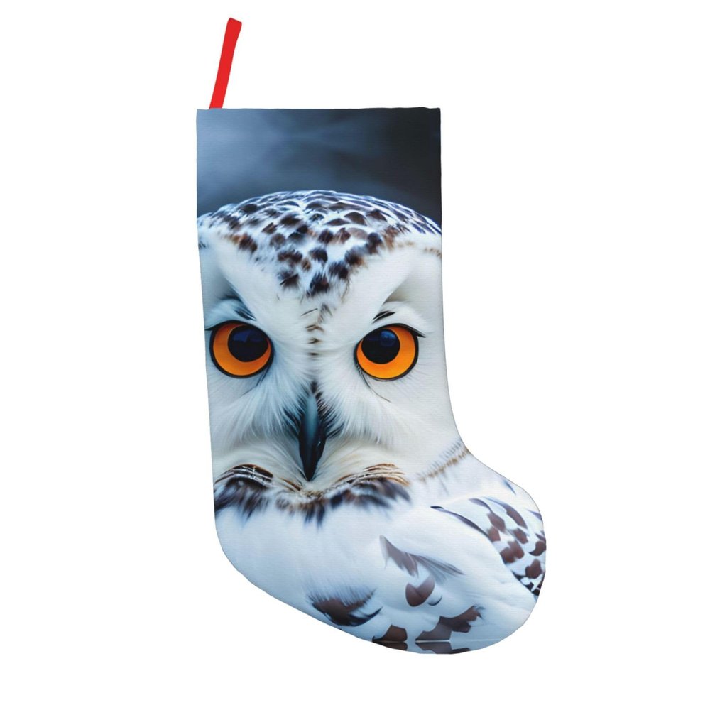 KoNsev Snowy Owl Eyes Christmas Stockings,18inches Large Stocking Personalized Xmas Hanging Stocking Decorations