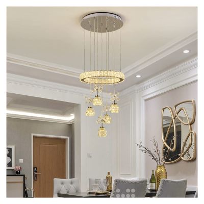 SteFik LED Modern Chandelier Lamp, Modern Crystal Chandelier Petals Crystal Decoration Three Color LED Lighting Living Room Dining Room Indoor Lighting,Modern LED Chandelier,Pendant