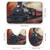 Brebasf Beautiful Old Steam Train 4 Pieces Shower Curtain Set,Abstract Oil Painting Fall Forest Antique Steam Train Non-Slip Rugs Toilet Lid Cover Bath Mat and Bathroom Curtain view 3