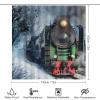 FBMLBRB Brebasf Watercolor Old Steam Train 4 Pcs Waterproof Shower Curtain Set,Abstract Oil Painting Winter Forest Antique Steam Train with Waterproof Toilet Cover Shower Mat Rugs view 2