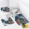 FBMLBRB Brebasf Watercolor Old Steam Train 4 Pcs Waterproof Shower Curtain Set,Abstract Oil Painting Winter Forest Antique Steam Train with Waterproof Toilet Cover Shower Mat Rugs view 4
