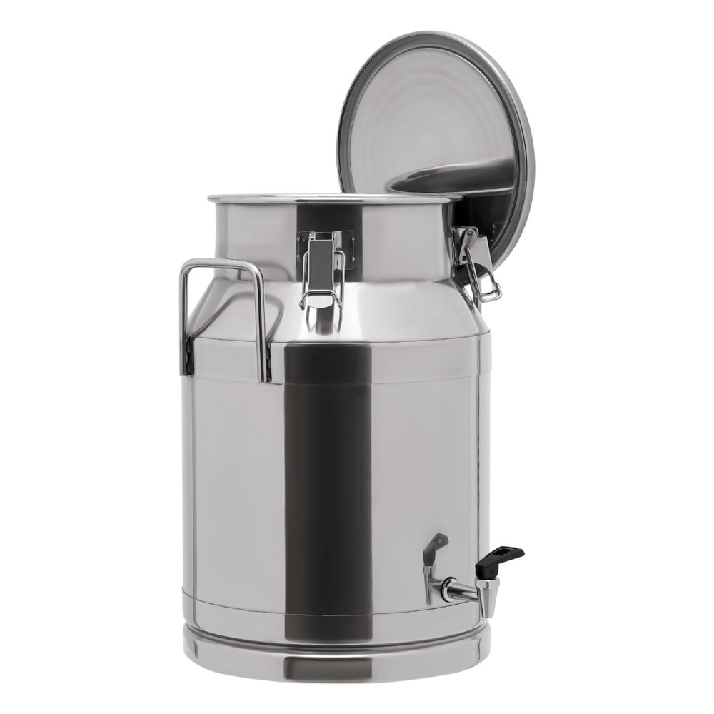 12~60L Heavy-duty 201 Stainless Steel Milk Can with Drip-free Spigot, Water Beverage Drink Dispenser Milk Pail Bucket for Milk Wine Oil (20L)