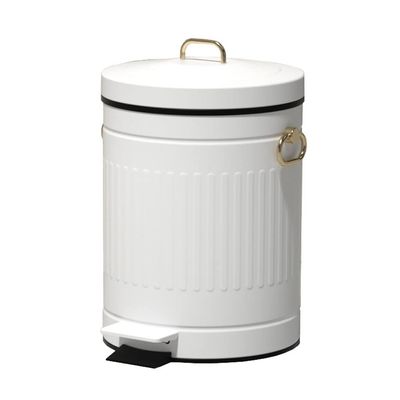 Kitchen Trash Can Light Luxury Retro Stainless Steel Trash Can Home Living Room Kitchen Bedroom Bathroom Nordic Style with Cover Foot-operated Trash Can Office Wastebasket ( Color : White , Size : 5L