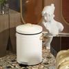 Kitchen Trash Can Light Luxury Retro Stainless Steel Trash Can Home Living Room Kitchen Bedroom Bathroom Nordic Style with Cover Foot-operated Trash Can Office Wastebasket ( Color : White , Size : 5L view 4
