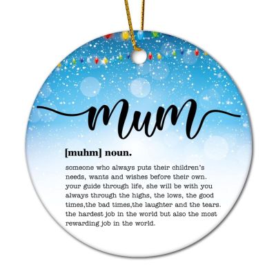 Guangpat 3" Ceramic Christmas Ornaments Mum Definition Round Keepsake Word Meaning Xmas Decoration for Mom, New Mom Gift, Stocking Stuffer Ornaments