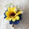 2/4/6 PCS Artificial Sunflower Wrist Corsage and Boutonniere Set Artificial Sunflower Boutonniere Corsage Wristlet with Berries Silk Corsage Wristband Flower Decor for Wedding(4Pcs Corsage Flower) view 3