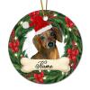 Guangpat Personalized Pet Ornament Brown Dachshund Hat Lover Custom Ornament with Name Pet Memorial Gift for Pet Owner Christmas Tree Decorations Holiday Xmas Party Decor 3" Ceramic Keepsake view 1