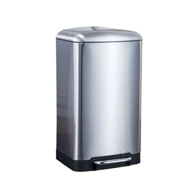 Kitchen Trash Can Super large capacity stainless steel foot-operated trash can office living room bedroom kitchen bathroom trash can with lid 20L/30L Office Wastebasket ( Color : Silver , Size : 30L )