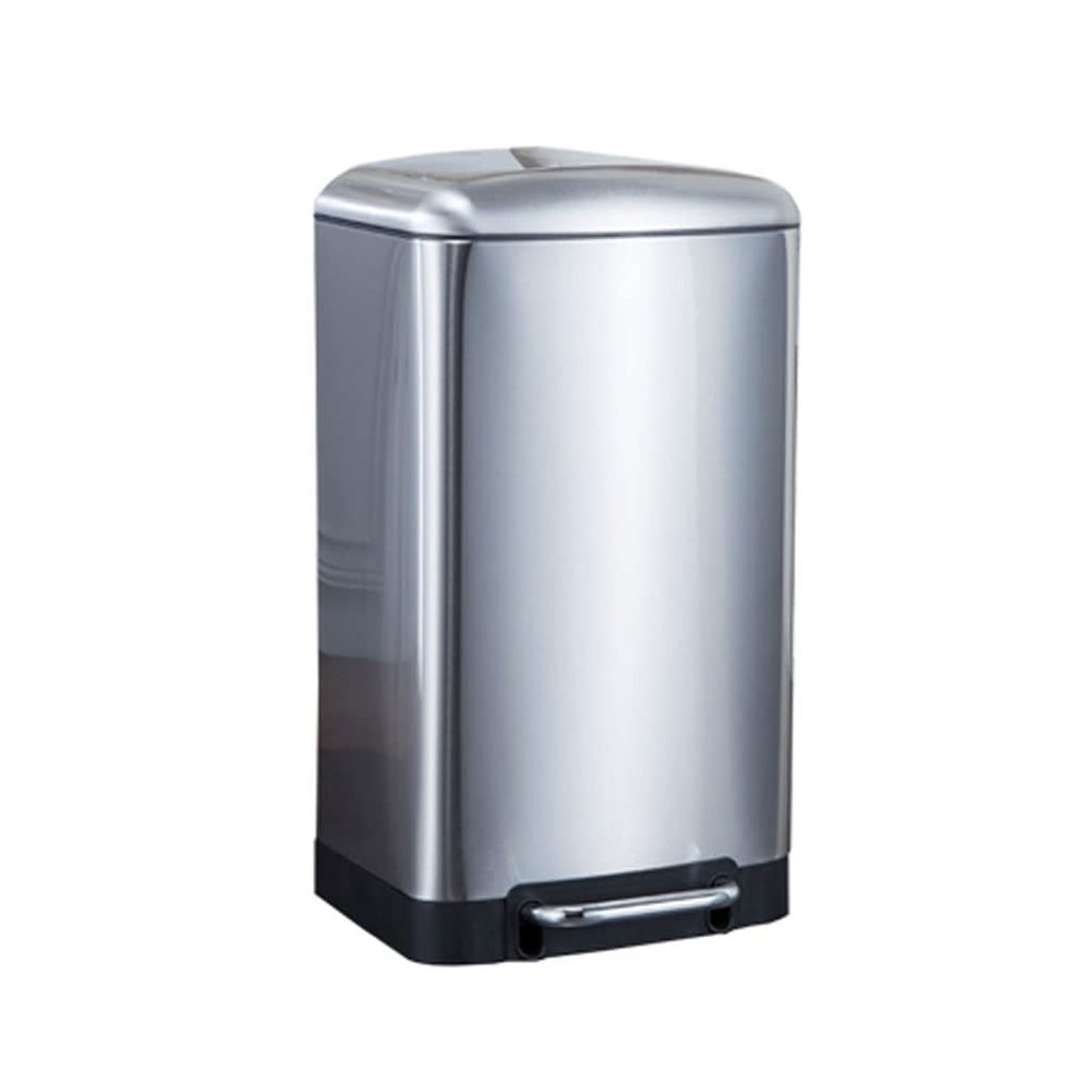 Kitchen Trash Can Super large capacity stainless steel foot-operated trash can office living room bedroom kitchen bathroom trash can with lid 20L/30L Office Wastebasket ( Color : Silver , Size : 30L )