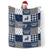Custom Blanket with Name Text,Personalized Patchwork Deer Soft Fleece Blankets Tapestry for Baby Gifts 40X50inch view 1
