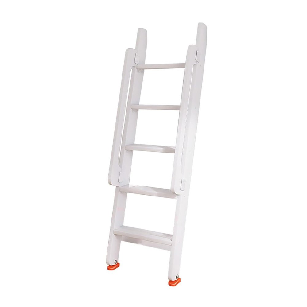 BXKCFYBSQ White Bunk Bed Ladder/Inclined Ladder, Indoor Loft Bed/Dorm Room Lathe Wooden Ladder with Hooks and Non-Slip Feet, Children's Adult Wooden Ladder Ladder Climbing Ladder
