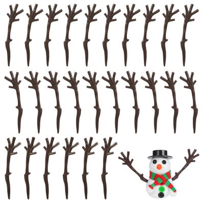 ABOOFAN 100pcs Snowman Arms for Crafts Mini Plastic Branches Build a Little Snowman Accessories for Christmas Party Favors Winter Activities